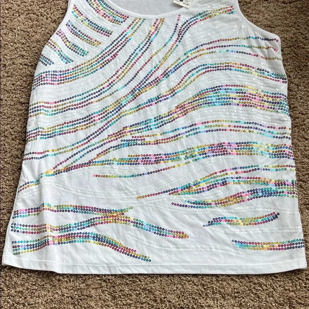 Cato White Sequin Embellished Tank Top - Picture 4 of 6